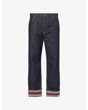 Loewe Turn-Up Wide-Leg Denim Jeans - Blue