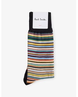 Paul Smith Signature-Striped Stretch Cotton-Blend Socks - Multicolour