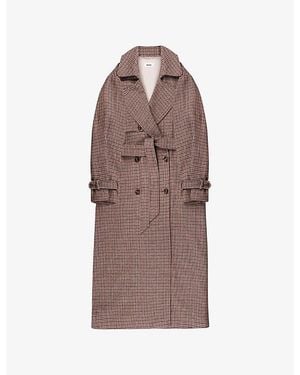 Ro&zo Houndstooth Double-Breasted Wool-Blend Trench Coat - Brown