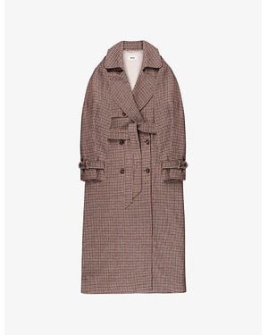 Ro&zo Houndstooth Double-Breasted Wool-Blend Trench Coat - Brown