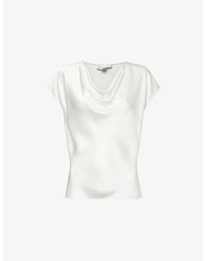 Vince Cowl-Neck Satin-Textured Silk Top - White