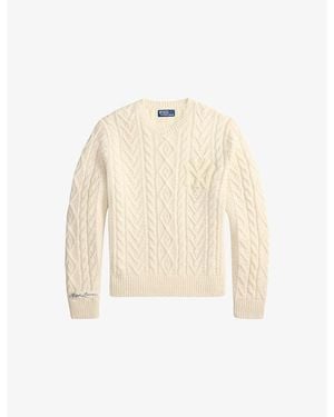 Polo Ralph Lauren Yankees Cable-Knitted Wool-Blend Sweater - Natural