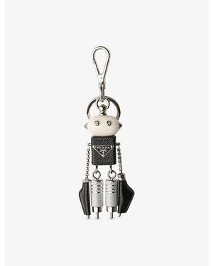 Prada Robot Saffiano Leather Bag Charm - White