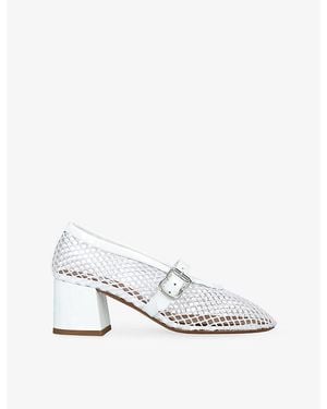 Alaïa Fishnet 55 Heeled Leather Court Shoes - White