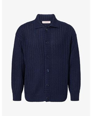 Orlebar Brown Thomas Collared Knitted Cardigan - Blue