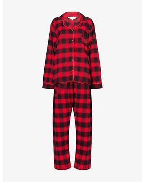 THE NAP CO Fleece Plaid Cotton Pyjama Set - Red