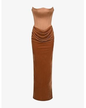 House Of Cb Persephone Corset Woven Maxi Dress - Brown