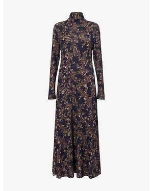ME+EM Printed Fit And Flare Jersey Maxi Dress - Black