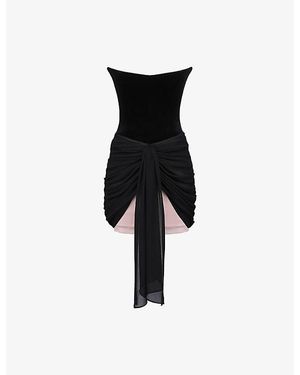 House Of Cb Clara Velvet And Chiffon Mini Dress - Black