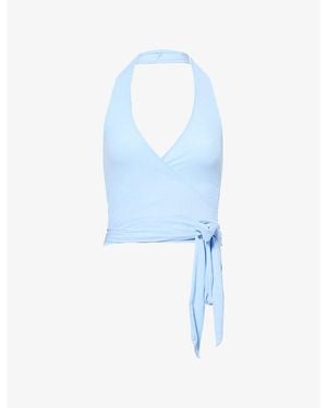 Cheap Monday Yosemite Halterneck Stretch-Jersey Top - Blue