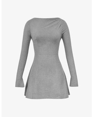 House Of Cb Angelique Long-Sleeved Stretch-Woven Mini Dress - Grey
