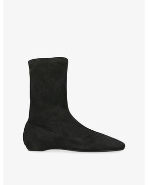 The Row Cindy Stretch-Suede Ankle Boots - Black