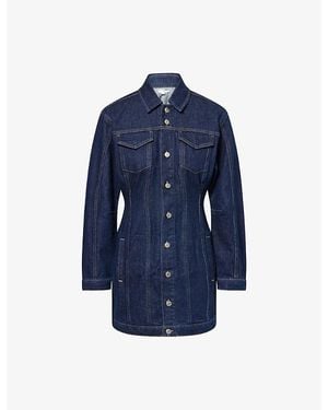 GOOD AMERICAN Long-Sleeves Slim-Fit Stretch-Denim Mini Dress - Blue