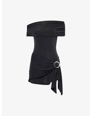 Peachy Den The Amelia Bandeau Stretch-Jersey Mini Dress - Black