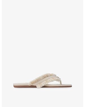 Jimmy Choo Bay Canvas Flat Sandals - White