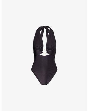 WE Are Tala Halter Plunge Ring Swimsuit - Black