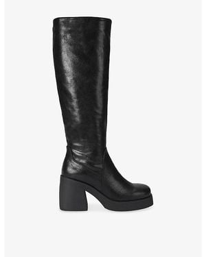 Steve Madden Brunswick Faux-Leather Heeled Knee-High Boots - Black