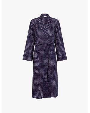 Derek Rose Nelson Cotton Robe - Blue