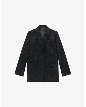 The Kooples Rhinestone-Embellished Single-Breasted Wool-Blend Blazer - Black