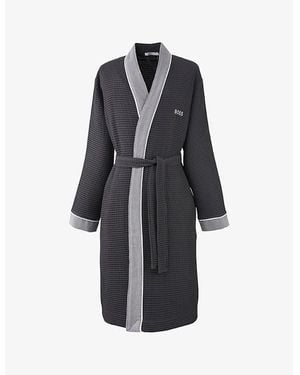 BOSS Thermes Logo-Embroidered Cotton Robe - Multicolour