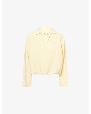 Samsøe & Samsøe Sadaphne V-Neck Linen-Blend Shirt - Natural
