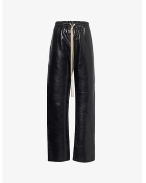 Fear Of God Forum Brand-Patch Straight-Leg Leather Trousers - Black