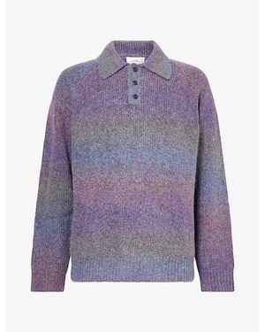 Les Deux Gradient Polo Knit Woven Jumper - Purple