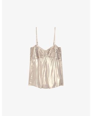 Zadig & Voltaire Cippie Pleated Satin Cami Top - Natural