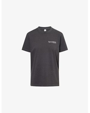 Sporty & Rich Sports Logo-Print Cotton-Jersey T-Shirt - Black
