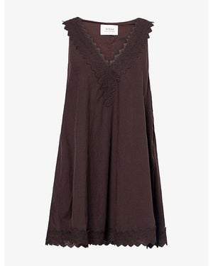 Dissh Annabel Lace-Trim Cotton-Blend Mini Dress - Brown