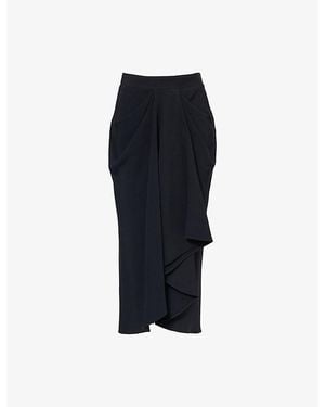 Givenchy Cady Draped Crepe Midi Skirt - Blue