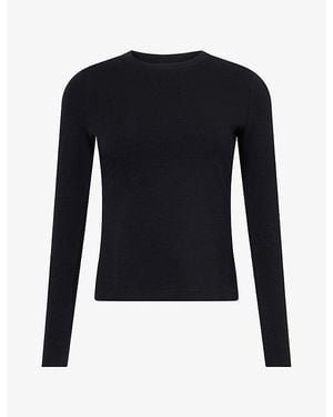 Varley Edna Long-Sleeve Fitted Stretch Modal Cotton T-Shirt - Blue