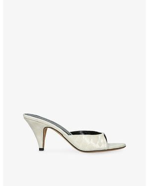 Jude Haze Crocodile-Embossed Leather Heeled Mules - White