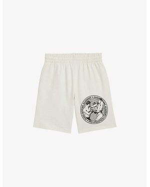 HUGO Graphic-Print Elasticated-Waist Cotton Shorts - White