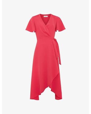 Phase Eight Julissa Wrap-Front Woven Midi Dress - Red