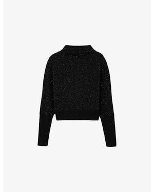AllSaints Ridley Sparkle Scoop-Neck Wool-Blend Sweater - Black