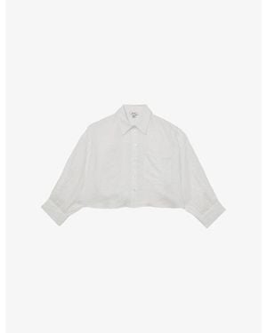 Reiss Solena Cropped Linen Shirt - White