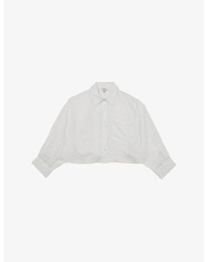 Reiss Solena Cropped Linen Shirt - White