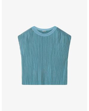 JOSEPH Cedre Pleated Satin Top - Blue