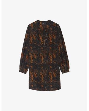 Zadig & Voltaire Ramela Graphic-Print Silk Mini Dress - Black
