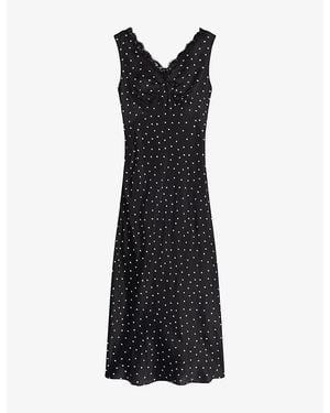 OMNES Jennifer Polka-Dot Satin Maxi Dress - Black