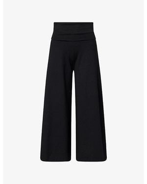 ME+EM Cropped Wide-Leg Modal-Jersey Palazzo Pants - Black