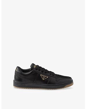 Prada Downtown Low-Top Leather Trainers - Black