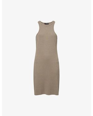 Anine Bing Cole Logo-Embroidered Rib-Knit Dress - Natural
