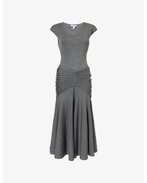 Alaïa Sculpting Panel Wool Midi Dress - Gray