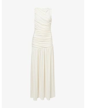 Dissh Lola Ruched Cotton-Blend Maxi Dress - White