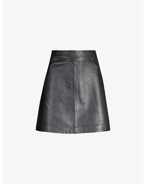 Whistles A-line Leather Mini Skirt - Black
