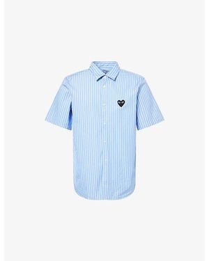 COMME DES GARÇONS PLAY Striped Embroidered-Logo Cotton Shirt - Blue