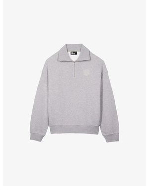 The Kooples Logo-Embroidered Relaxed-Fit Cotton Sweatshirt - Grey