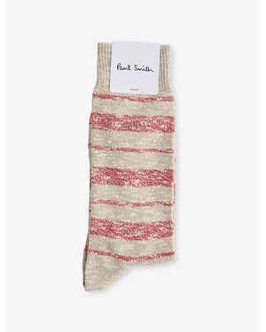 Paul Smith Striped Fleck Stretch Cotton-Blend Socks - Pink